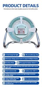 Ventilateur de plafond LED design moderne avec télécommande E27, en cristal ABS et moteur AC pour la maison, la chambre et la cuisine - Product Image 2