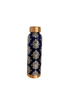 1000ml Handcrafted Pure Copper Water <b>Bottle</b> Floral Enamel Print Ayurvedic Wellness Vessel Leak-Proof Sports <b>Flask</b> for Yoga & Gym - Product Image 4