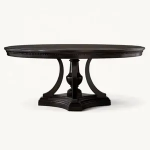 American solid wood restaurant furniture round carved dining table hotel can customize furniture factory direct sales