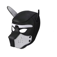 Masque de tête intégrale pour chien avec oreilles, en caoutchouc PU rembourré, pour fête, jeu de rôle, cosplay, jouet pour couples W24-651