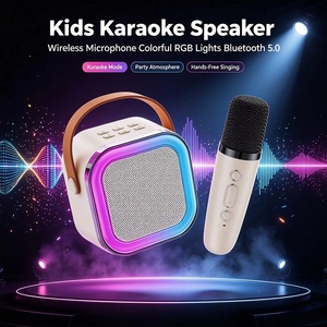 Altavoz de karaoke portátil con micrófono, Bluetooth 5,0, luz LED RGB, altavoz inalámbrico rosa para fiestas de canto - Product Image 4