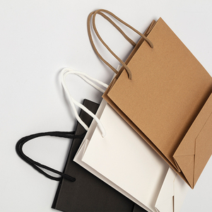 Bolsas de transporte de <span class=keywords><strong>Boutique</strong></span>, productos de marca personalizados, Bolsas de papel de embalaje de compras de regalo, recicladas, marrón, blanco y negro - Product Image 6