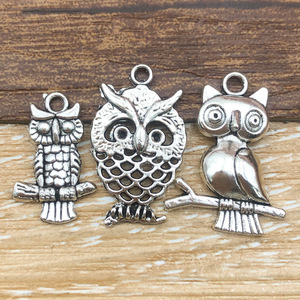 Pendentifs hiboux en alliage d'argent antique, formes variées, pour la fabrication de bijoux DIY, style rétro artistique SN364 - Product Image 3