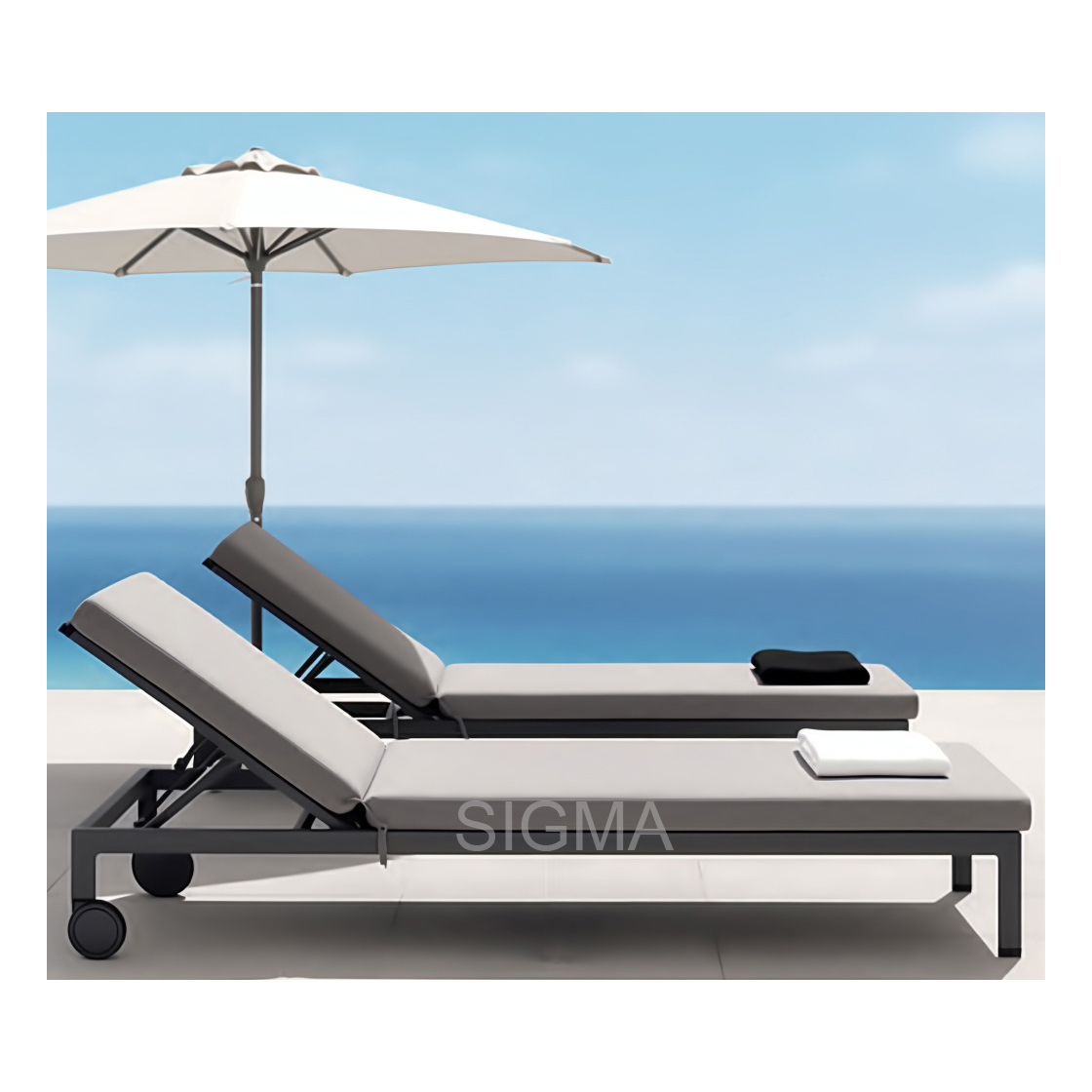 All Weather High Quality Couch Bed Aluminum Garden Patio Leisure Outdoor Aluminium Furniture Sun Lounge Bed Daybed Chaise