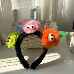 Orangee Creative Design Funny Big Eye Doll Hair Clip Handmade Cute Fluffy For Women's Face Wash And Hair Band Cute Headband