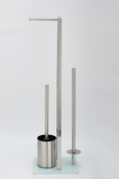 Ensemble brosse et porte-rouleau de papier toilette autoportant en acier inoxydable noir, écologique et moderne, forme carrée, pour hôtels et salles de douche