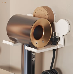 Soporte <span class=keywords><strong>de</strong></span> pared para secador <span class=keywords><strong>de</strong></span> pelo con ventosa sin perforaciones, estante <span class=keywords><strong>de</strong></span> almacenamiento elegante para baño, sin perforaciones - Product Image 5