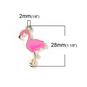 100 pièces de pendentifs flamants roses en émail, breloques en alliage d'émail en forme d'animaux pour la fabrication de bijoux - Product Image 6