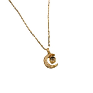 Collar de Acero Inoxidable con Proyección de Luna y Frase '<span class=keywords><strong>Te</strong></span> <span class=keywords><strong>Amo</strong></span>' en Cien Idiomas, Venta al Por Mayor <span class=keywords><strong>para</strong></span> Mujeres y Niñas - Product Image 5