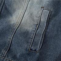 Blouson en jean délavé dégradé avec fermeture éclair pour homme, coupe oversize, style streetwear, décontracté, type bomber ou varsity