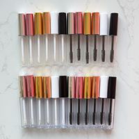 Contenant de rouge à lèvres en plastique rose 4ml 10ml, emballage cosmétique noir pour mascara, teinture pour sourcils, et palette de gloss