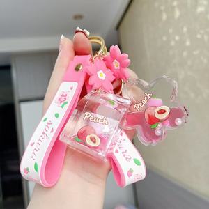 2022 크리 에이 티브 액체 셰이커 키 체인 보바 우유 차 컵 액체 유사 부동 귀여운 동물 키 체인 - Product Image 2