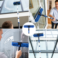 Ensemble de dépoussiéreur télescopique en aluminium de 3,6 m avec joint pivotant, brosse multi-usages pour toiles d'araignées et outils de nettoyage de fenêtres