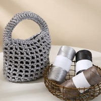 BIGGIFT Fil chenille teint en similicuir fait main, 95% polyester 5% élasthanne, pour tricot à la main et sacs