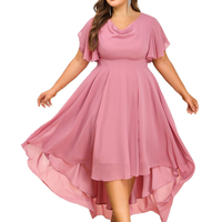 Robe mi-longue en mousseline de soie pour femme, taille plus, à ourlet asymétrique, élastique, décontractée, pour soirée africaine, été