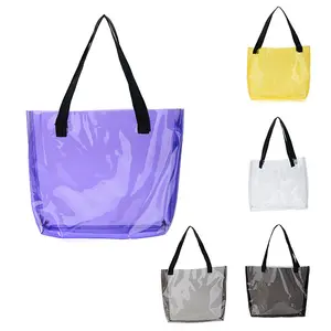 Wholesaleカスタムプラスチックpvcクリアトートハンドバッグ女性透明ショッピングバッグビーチバッグ女性のための