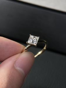 <span class=keywords><strong>Diamante</strong></span> coltivato in laboratorio 14K oro giallo massiccio taglio principessa anello di fidanzamento <span class=keywords><strong>solitario</strong></span> <span class=keywords><strong>1</strong></span> <span class=keywords><strong>carato</strong></span> D VS1 <span class=keywords><strong>diamante</strong></span> - Product Image 4