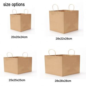 Sacs en papier kraft recyclé écologiques avec logo personnalisé pour la promotion de pizzas à emporter des restaurants, avec poignée et base carrée large - Product Image 5