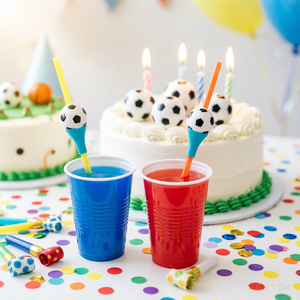 Pailles à boire en forme <span class=keywords><strong>de</strong></span> ballon <span class=keywords><strong>de</strong></span> football en plastique sans BPA, pailles pour fête <span class=keywords><strong>de</strong></span> football, vente en gros, impression personnalisée - Product Image 6