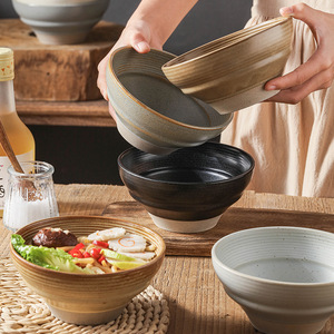 Tazón <span class=keywords><strong>de</strong></span> Arroz Japonés <span class=keywords><strong>de</strong></span> Cerámica Rústica con Volantes; Tazón para Postre, Bocadillos, Ensaladas; Vajilla Creativa Vintage al por Mayor - Product Image 3