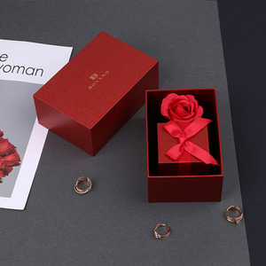Boyang Custom Luxury Red Paper Engagement Wedding <b>Ring</b> Jewelry Box Packaging - Product Image 2