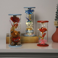 Idées cadeaux pour la Saint-Valentin 2025 : rose éternelle colorée arc-en-ciel illuminée dans un dôme en verre