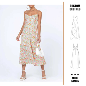 <span class=keywords><strong>Disegno</strong></span> su misura <span class=keywords><strong>estate</strong></span> Casual dolce donna stampa ritaglio con volant Trim dolce abito sottoveste per le donne - Product Image 1