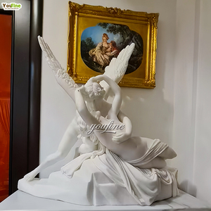 YOUFINEガーデン屋外ヴィラ装飾手彫りアンティーク天然石大理石エロスとサイケ像等身大彫刻 - Product Image 6