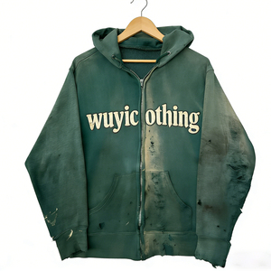 Sudadera con Capucha Personalizada de Alta Calidad para Hombre, Estilo Urbano, Vintage, Lavado Ácido, Efecto Desgastado, Lavado Sucio, Oversize, de Forro Polar - Product Image 2