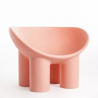 Chaises de salon modernes en fibre de verre avec coussin en tissu, chaise de détente Roly Poly