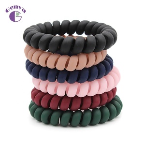 Genya 5,5 cm de diámetro de la bobina pelo Matt elástico de la bobina cable de teléfono banda de pelo Scrunchies Cola de Caballo titular - Product Image 1