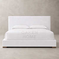 Lit plateforme convertible traditionnel en tissu OAKEN pour chambre à coucher, lit rembourré doux, cadre en tissu taille King, mobilier de maison