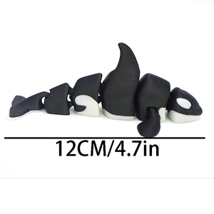 Modèle de orca noir et blanc imprimé en 3D, décoration de bureau créative avec membres mobiles, ornement animal - Product Image 2