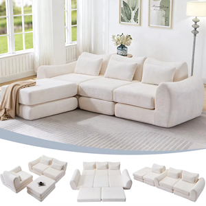 Sofá Cama Modular sin Estructura, Tipo Nube, con Chaise Longue para Dormitorio, No Requiere Ensamblaje - Product Image 1