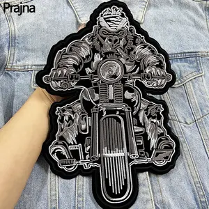 Großer Motorrad-Rücken-Patch Raucheraffe Stickerei-Patches für Kleidung Jackette