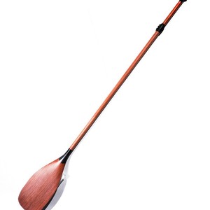 Pagaie en fibre de carbone à trois sections, longueur télescopique réglable de 175 à 210 cm, couleur bois foncé, portable pour les lacs, les rivières, la pêche en position debout - Product Image 1
