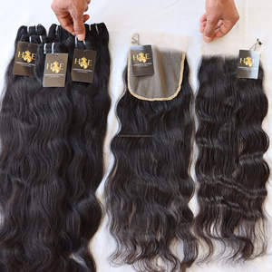 Extensiones de pelo con cutícula y cierre de encaje, cabello Natural ondulado sin procesar, venta al por mayor - Product Image 2