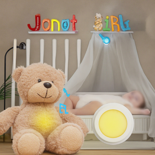 Customized Night Light Sleep Aid Device Sound Module Speaker Plush Teddy Bear Sound Machine