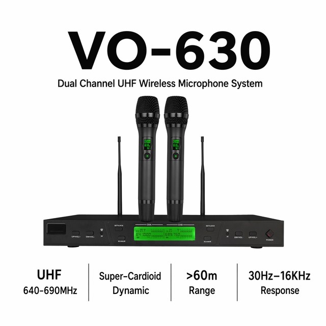 Hot Selling Dual Wireless Noise Cancelling Metal Microphone UHF Handheld Karaoke Mic System Rechargeable 2 Channel Mic Home