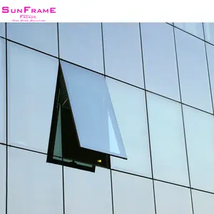 Aluminium ventilated frame glass cladding le facade industrial curtain wall