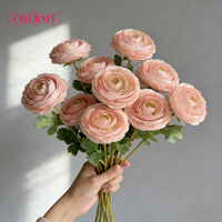 Diskon Super CM-DC014 Bunga Ranunculus Buatan Berkualitas Baik Warna Pink, Bunga Buatan Realistis Warna Pink