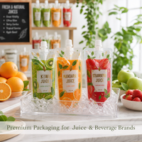 Pochettes transparentes personnalisées avec bec verseur pour boissons, sachets souples à fond plat avec couvercles pour l'emballage de lait, jus et café