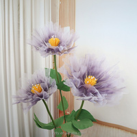 Fleurs artificielles en gaze de maille faites à la main, idéales pour la décoration de mariage, l'affichage commercial, les grandes installations artistiques, vente en gros