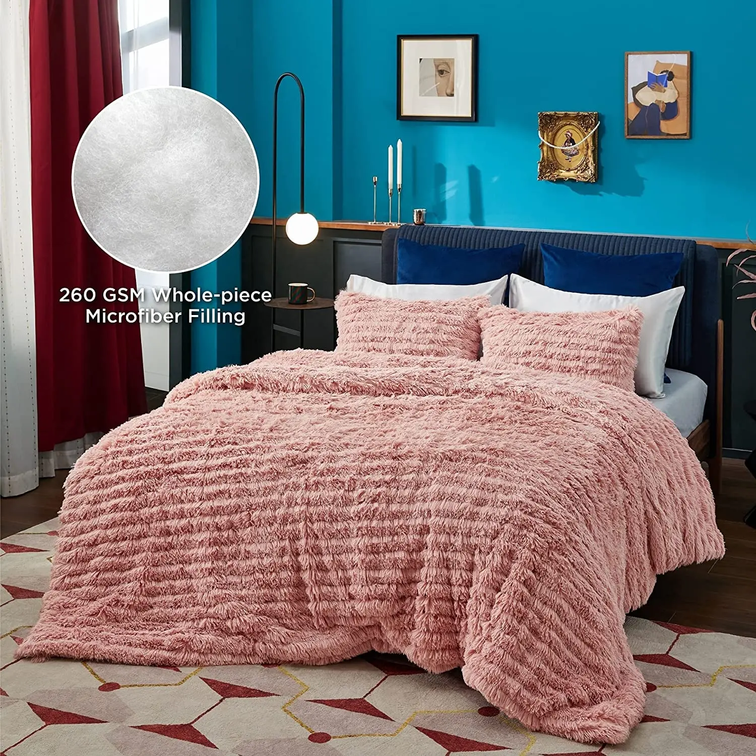 Wholesale Bed Linen Fluffy Pink Comforter Luxury Ultra Soft Plush Shaggy Bedding Set for Home