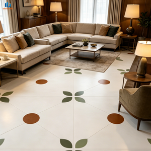 Nueva Llegada: Azulejo de Porcelana de Alto Brillo 800x800mm Blanco Verde Trébol de 4 Hojas para Cafetería - Product Image 5