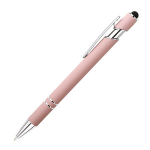 Stylo bille publicitaire personnalisé en métal avec logo, forme classique, plusieurs couleurs, pour stylet tactile doux - Product Image 4