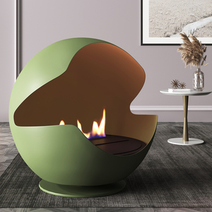 Chimenea de <span class=keywords><strong>Bioetanol</strong></span> Independiente, <span class=keywords><strong>Estufa</strong></span> de Etanol de Acero, Calentador Decorativo Esférico Moderno para Interiores, Villas y Hoteles - Product Image 2