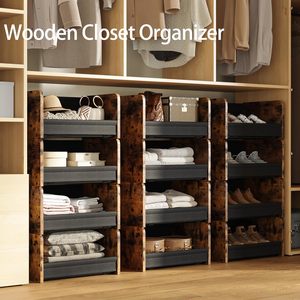 FOUCSSOMEI <span class=keywords><strong>Étagère</strong></span>s de rangement modulaires en bois et métal à 4 niveaux, empilables, de type armoire au sol, avec design breveté - Product Image 6