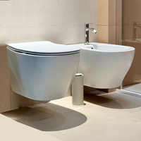 WC suspendu en céramique vitrifiée avec bidet intégré, finition naturelle mate, pour salle de bain et cuisine