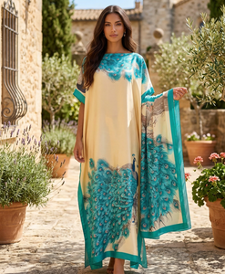 Vente en gros d'usine : Nouvelles robes kaftan pour femmes adultes, taille unique, en polyester imprimé, respirantes, à manches kimono, style robe africaine <span class=keywords><strong>Kanga</strong></span> - Product Image 1